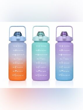 ☀️💧Gradient Motivational Time Marker Water Bottle | 2000ml Gift 🎀🧘🏻